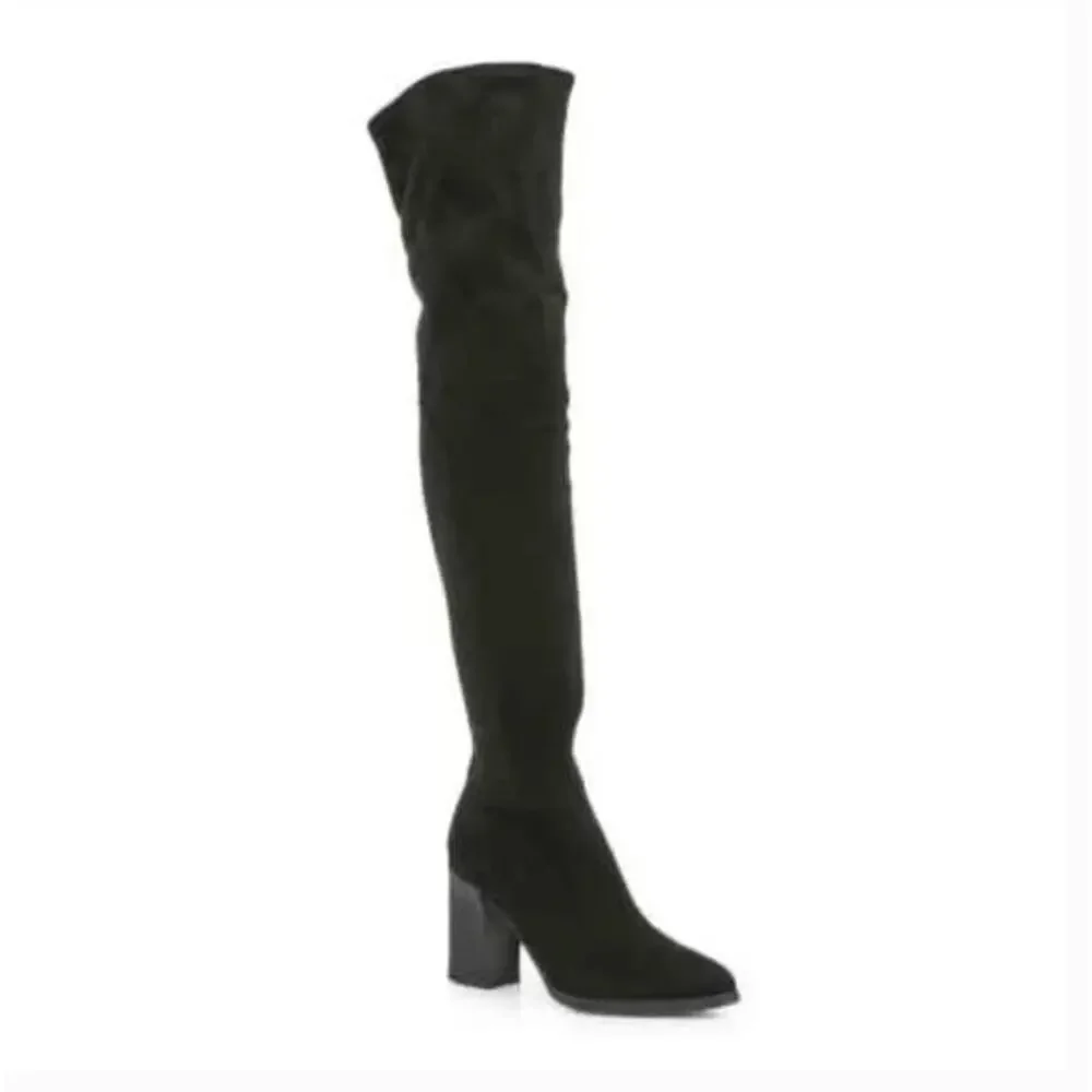 Marc Fisher Black Over-the-Knee Block Heel Boots